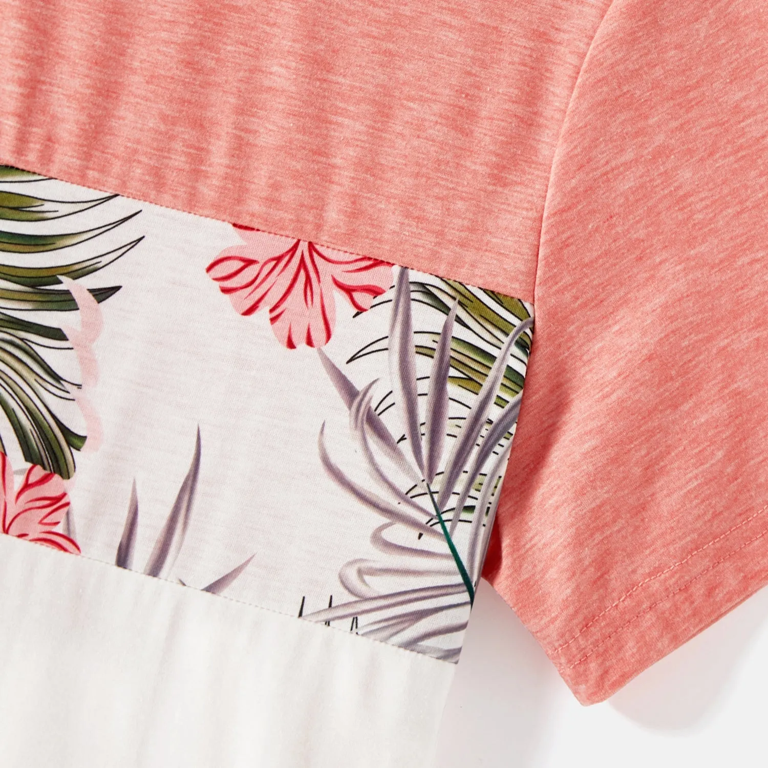 Family Matching Allover Plant Print Cami Dresses and Short-sleeve Colorblock Spliced T-shirts Sets