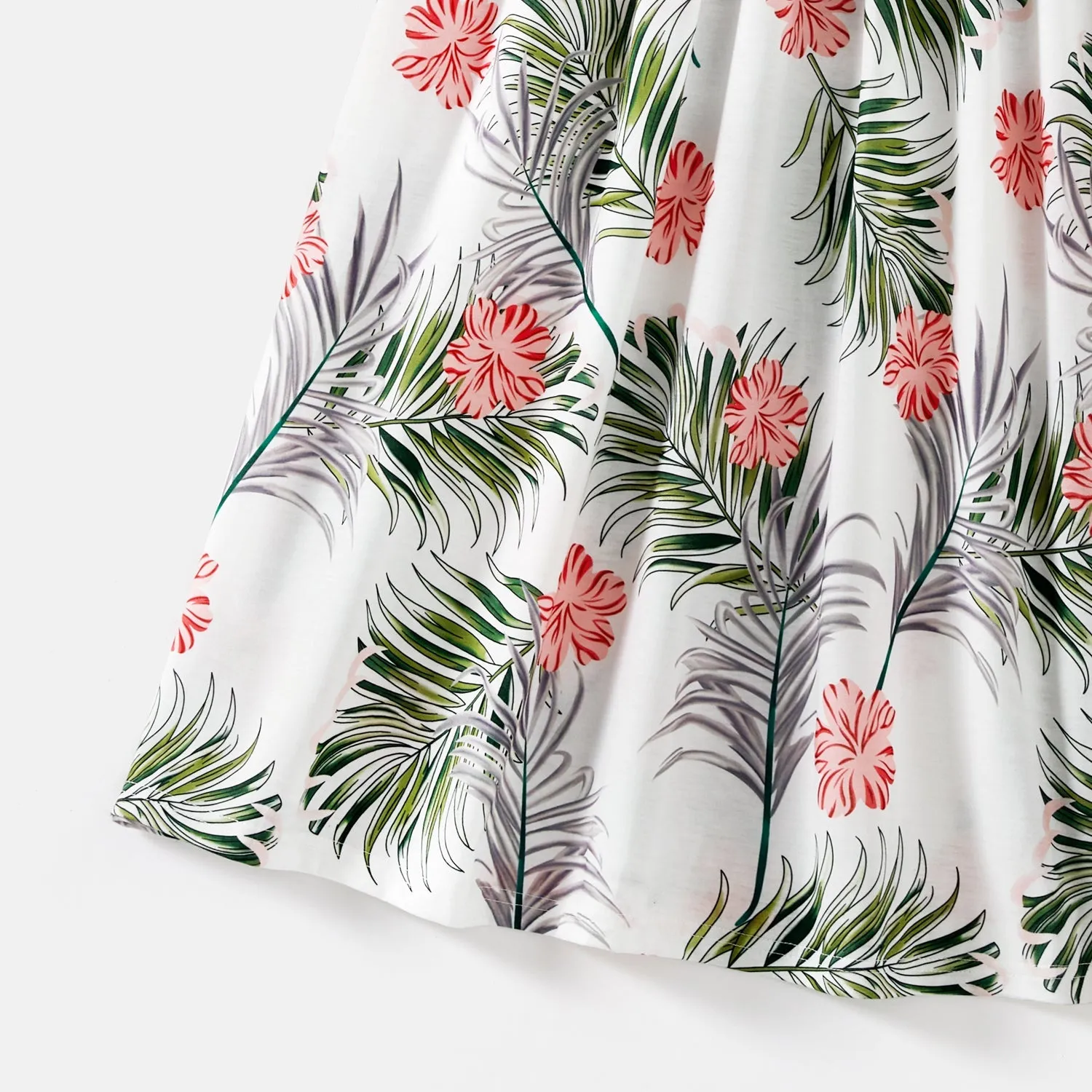 Family Matching Allover Plant Print Cami Dresses and Short-sleeve Colorblock Spliced T-shirts Sets