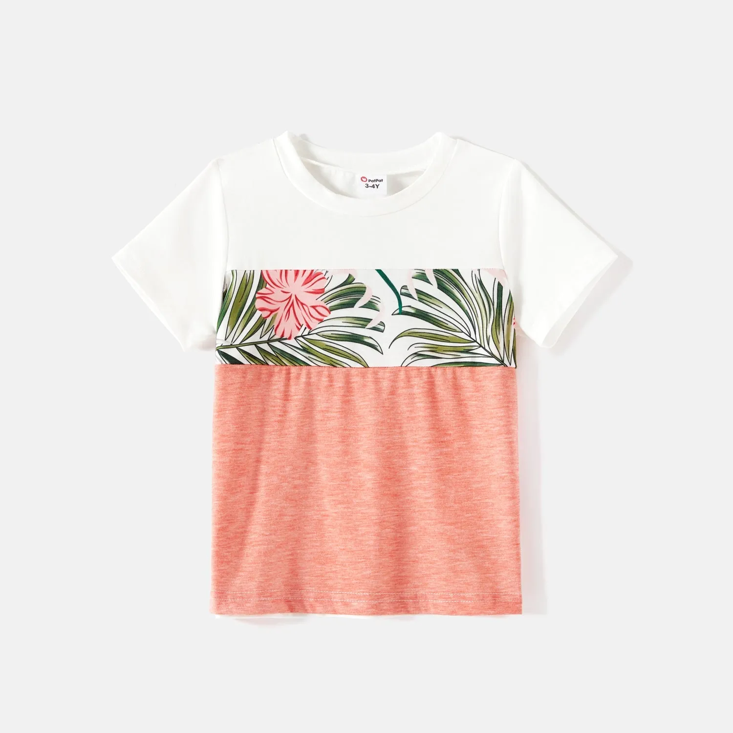 Family Matching Allover Plant Print Cami Dresses and Short-sleeve Colorblock Spliced T-shirts Sets