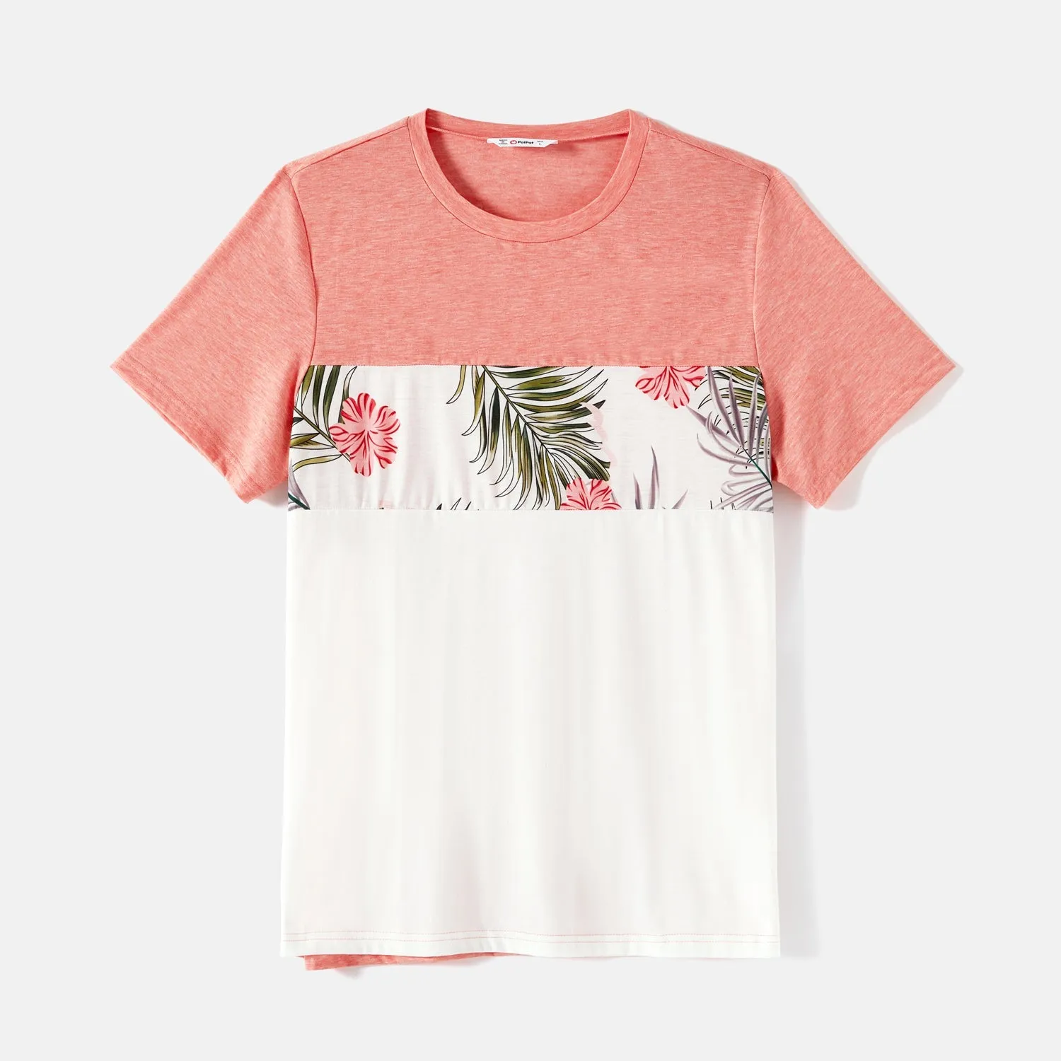 Family Matching Allover Plant Print Cami Dresses and Short-sleeve Colorblock Spliced T-shirts Sets