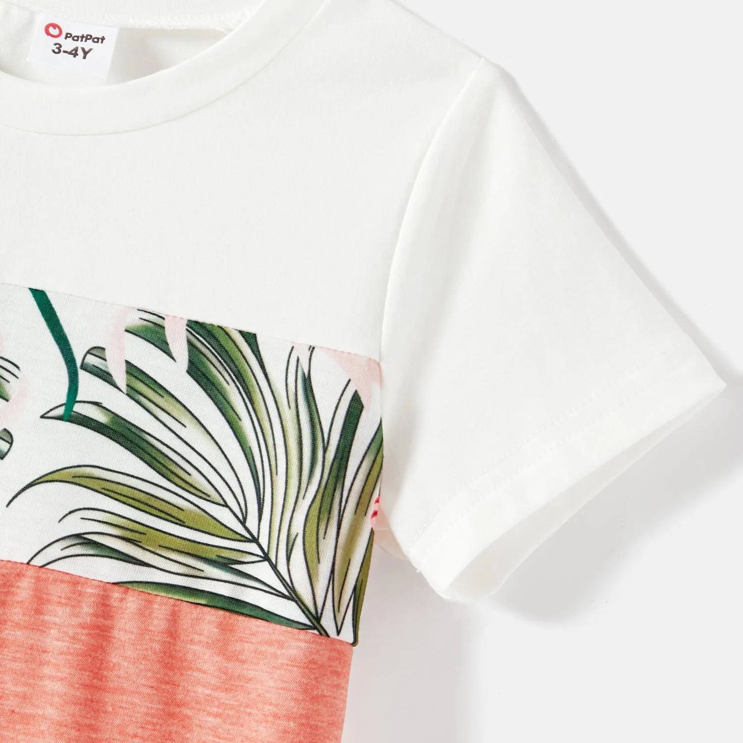 Family Matching Allover Plant Print Cami Dresses and Short-sleeve Colorblock Spliced T-shirts Sets